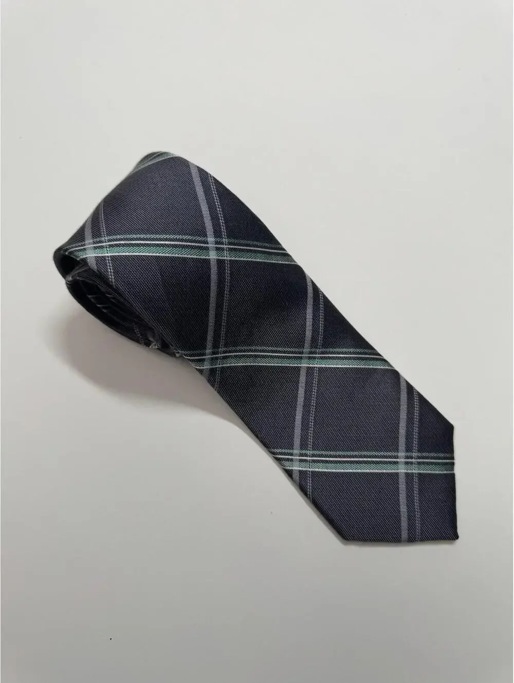 Michael Kors‎ Silk & Linen Blend Tie In Grey & Teal Plaid